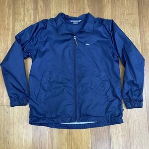 Nike Windbreaker Jacket Mens Medium Navy Blue Full Zip Retro Athleisure